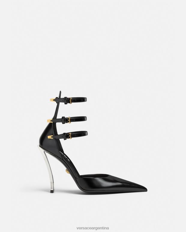mujer Versace negro bombas de punta zapato 4F604394