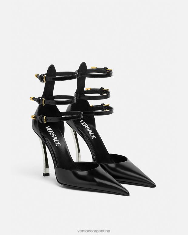mujer Versace negro bombas de punta zapato 4F604394
