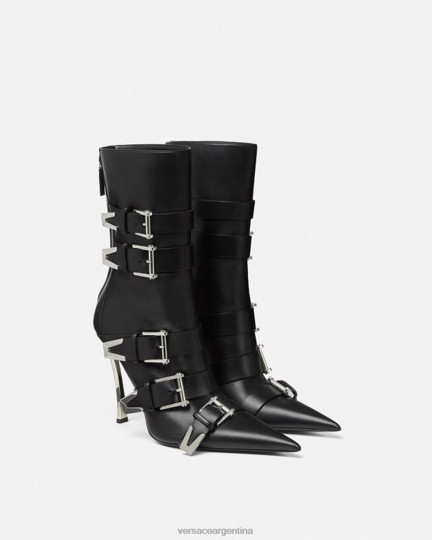 mujer Versace negro botas con hebillas zapato 4F604390