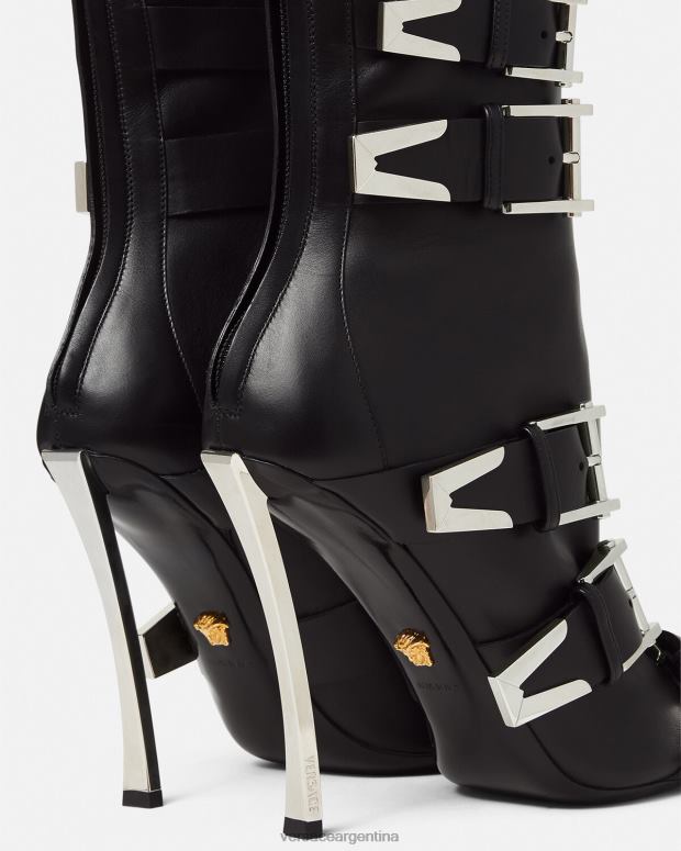mujer Versace negro botas con hebillas zapato 4F604390