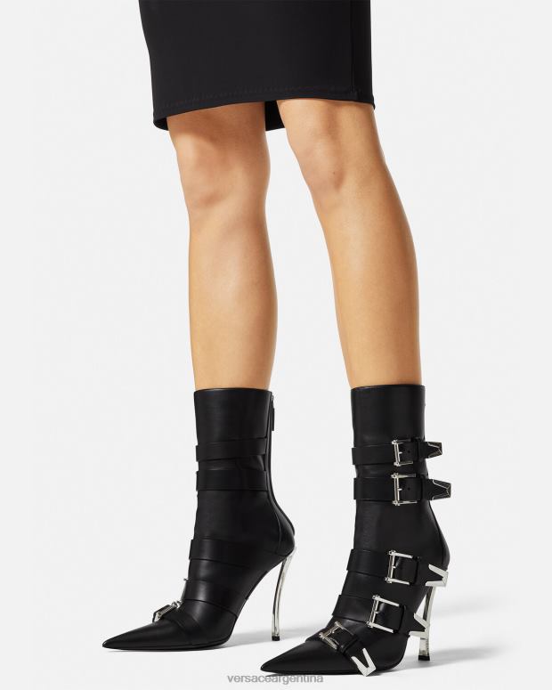 mujer Versace negro botas con hebillas zapato 4F604390