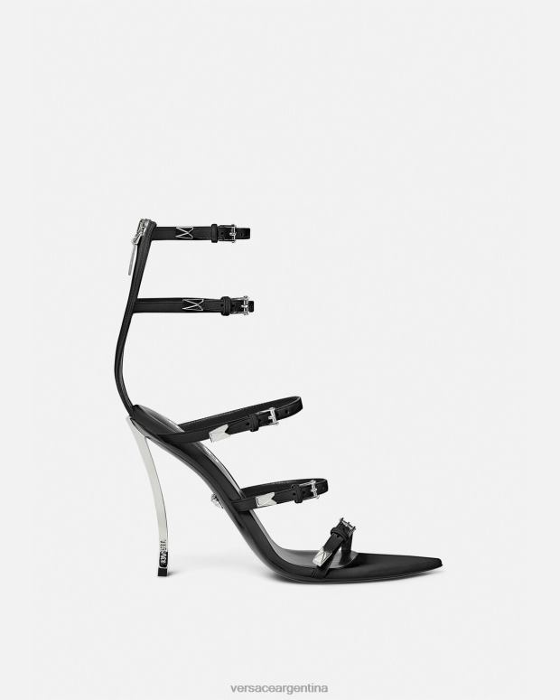 mujer Versace negro sandalias con punta de alfiler zapato 4F604387