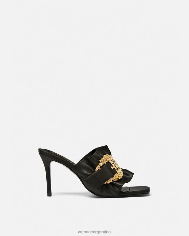 mujer Versace negro mules emily con hebilla barroca zapato 4F6042284