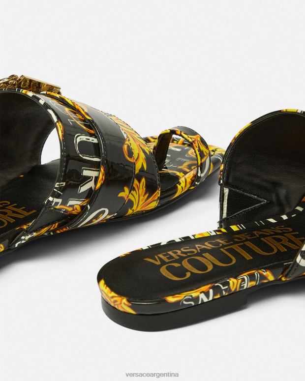 mujer Versace oro negro mules Millie de alta costura con logo zapato 4F6042300