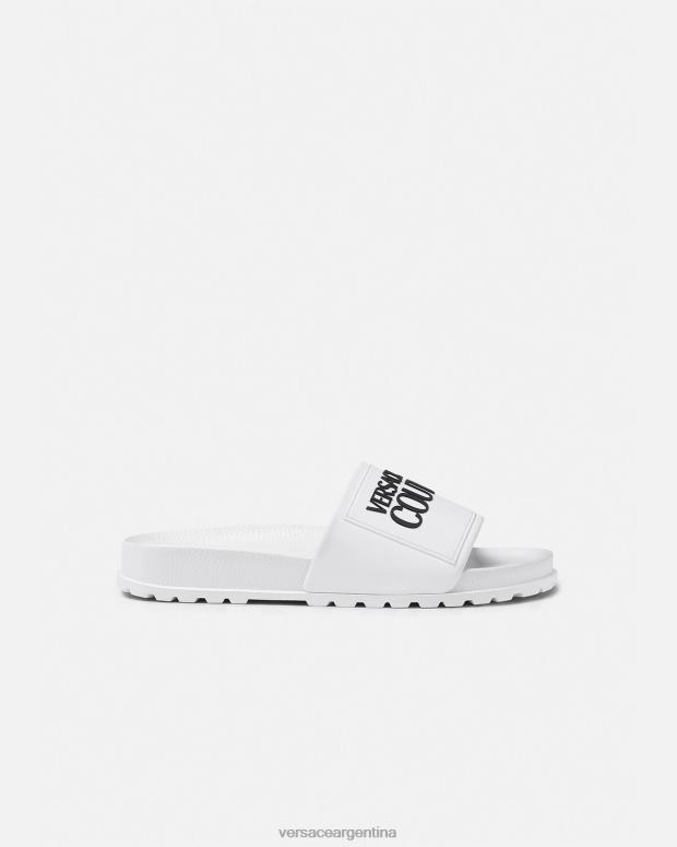 mujer Versace blanco chanclas de goma con logo zapato 4F6042289
