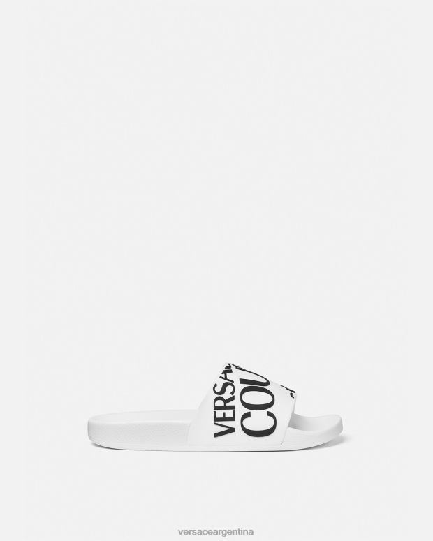 mujer Versace blanco diapositivas con logo zapato 4F6042261