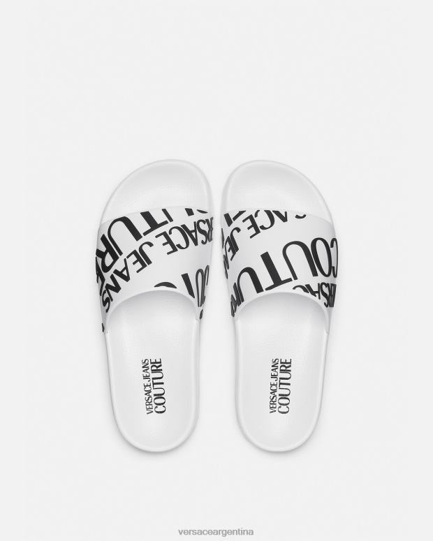 mujer Versace blanco diapositivas con logo zapato 4F6042261