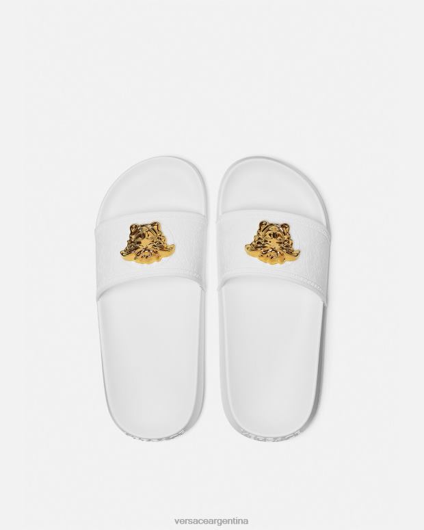 mujer Versace blanco toboganes palazzo zapato 4F604458