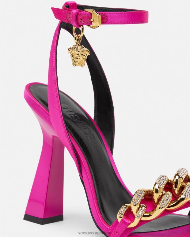 mujer Versace fucsia sandalias con tacón alto y cadena de Medusa zapato 4F604462