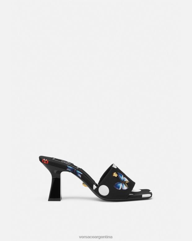 mujer Versace imprimir mules de lona con mariposas zapato 4F604432