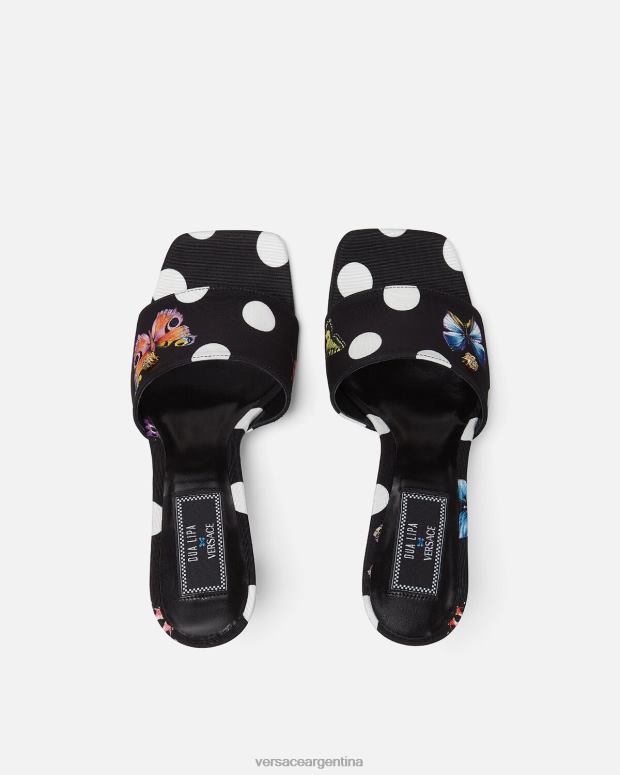 mujer Versace imprimir mules de lona con mariposas zapato 4F604432