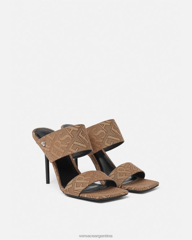 mujer Versace marrón mules con tacón alto integral zapato 4F604439