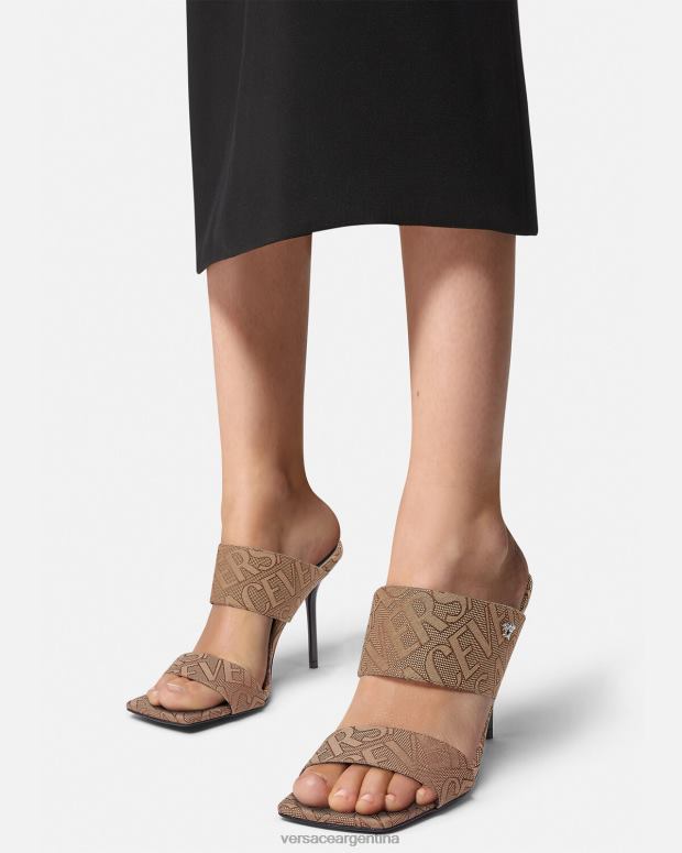 mujer Versace marrón mules con tacón alto integral zapato 4F604439