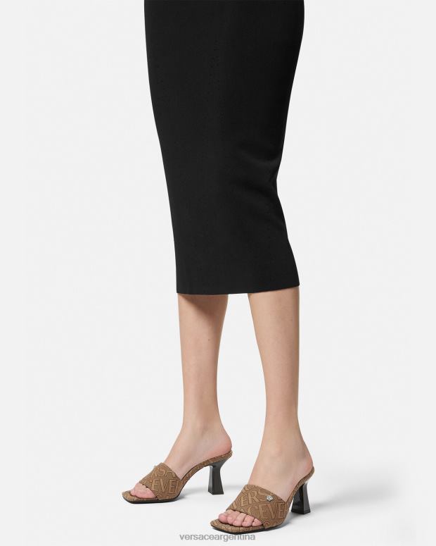 mujer Versace marrón mules por toda la prenda zapato 4F604441