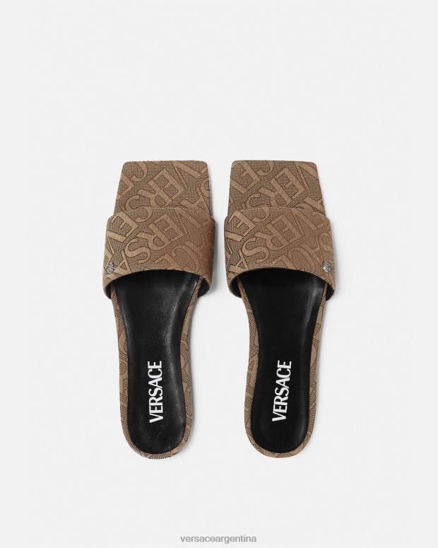mujer Versace marrón sandalias planas integrales zapato 4F604451