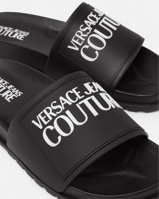 mujer Versace negro chanclas de goma con logo zapato 4F6042290