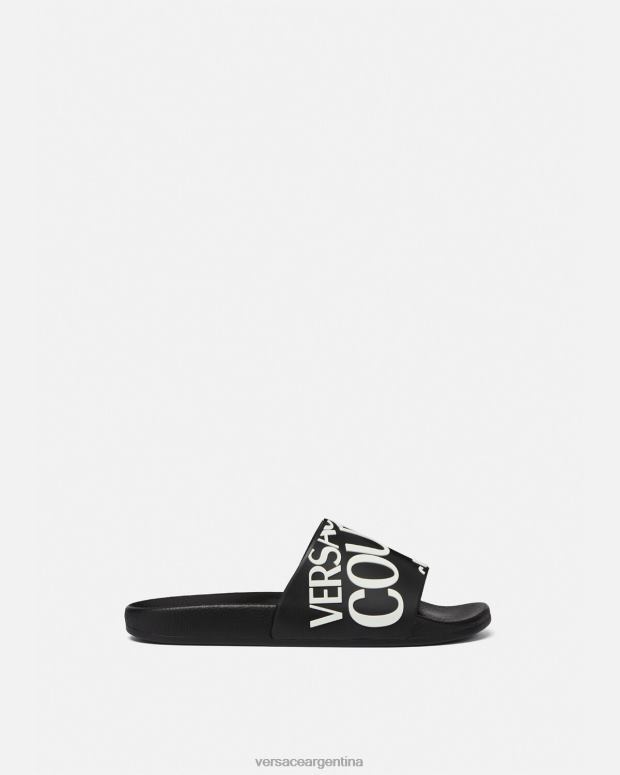 mujer Versace negro diapositivas con logo zapato 4F6042262