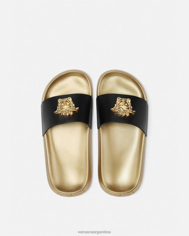 mujer Versace negro diapositivas de la medusa zapato 4F604452