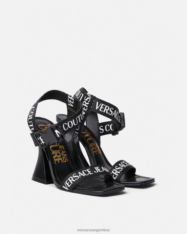 mujer Versace negro sandalias Kirsten con logo zapato 4F6042291