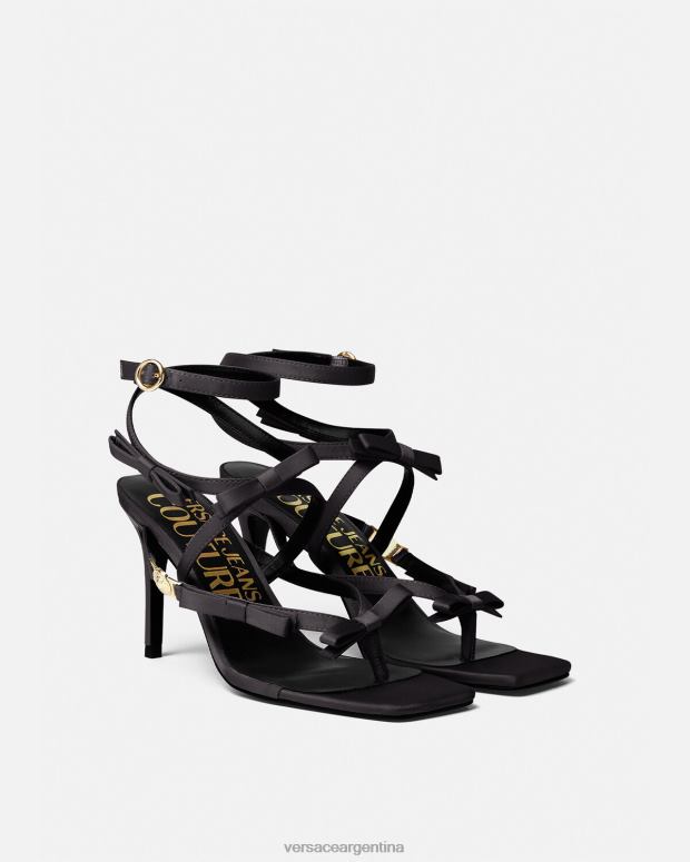 mujer Versace negro sandalias emily con lazo zapato 4F6042283