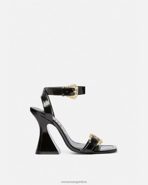 mujer Versace negro sandalias kirsten con hebilla barroca zapato 4F6042293