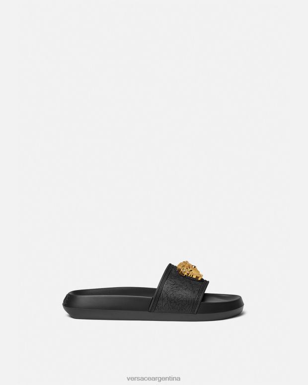 mujer Versace negro toboganes palazzo zapato 4F604457