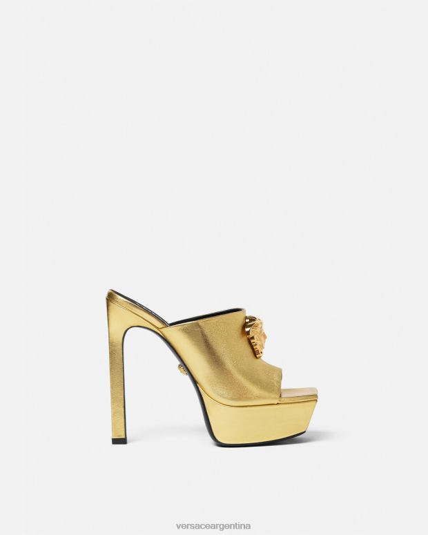 mujer Versace oro mules con plataforma la medusa zapato 4F604466