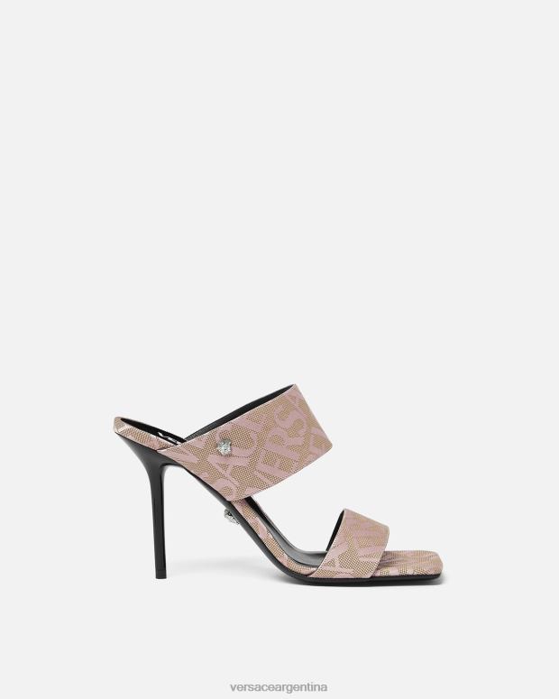 mujer Versace rosa mules con tacón alto integral zapato 4F604440