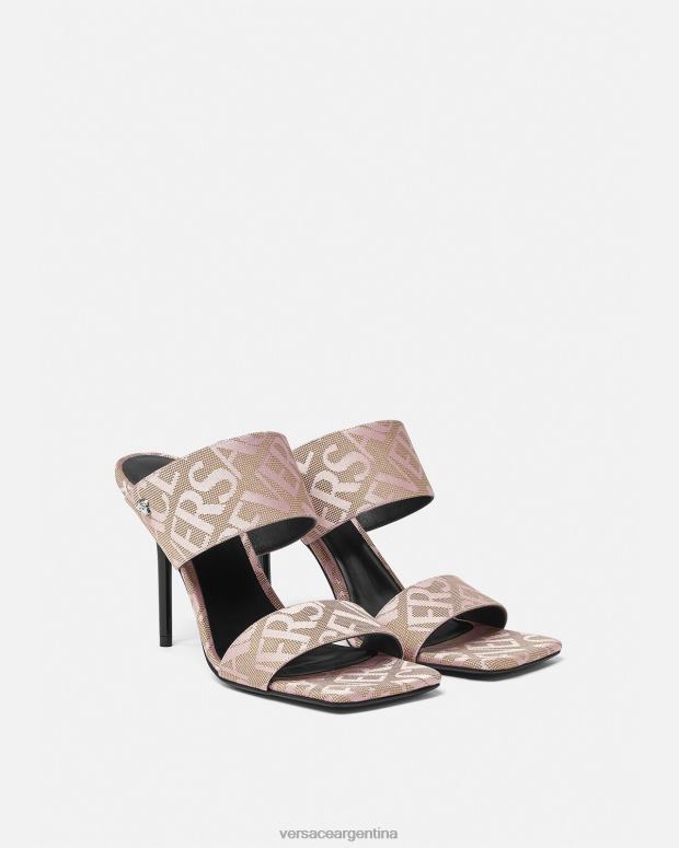 mujer Versace rosa mules con tacón alto integral zapato 4F604440