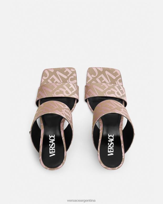 mujer Versace rosa mules con tacón alto integral zapato 4F604440