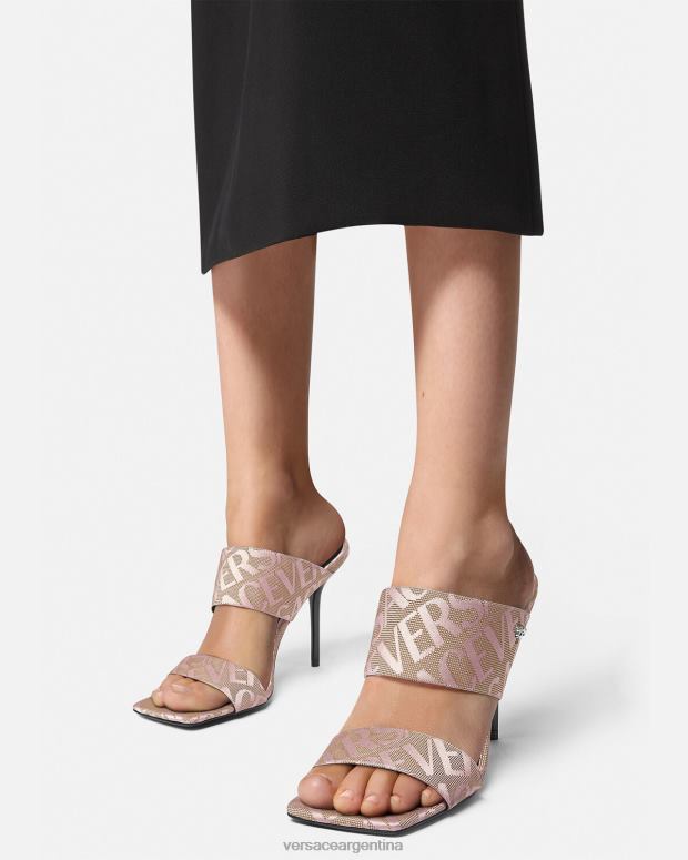 mujer Versace rosa mules con tacón alto integral zapato 4F604440