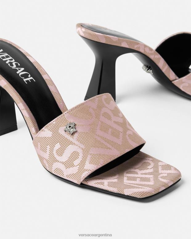mujer Versace rosa mules por toda la prenda zapato 4F604442