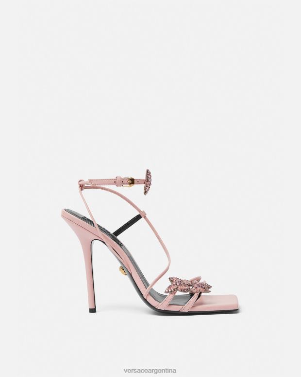 mujer Versace rosa sandalias de raso con mariposas de cristal zapato 4F604437