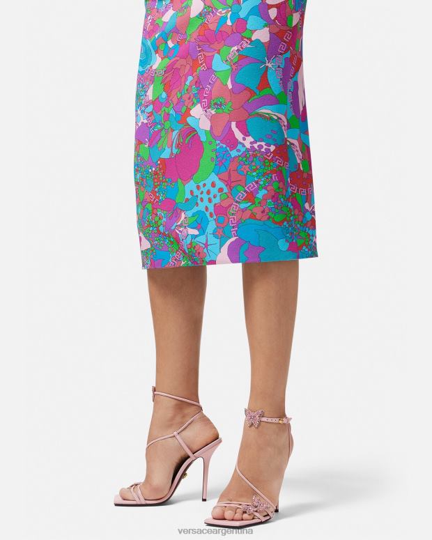 mujer Versace rosa sandalias de raso con mariposas de cristal zapato 4F604437