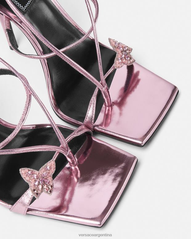mujer Versace rosa sandalias metalizadas con mariposas de cristal zapato 4F604434