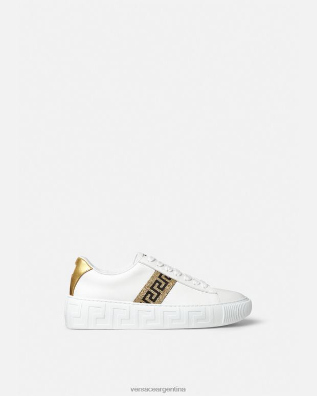 mujer Versace Oro blanco zapatillas con grecas zapato 4F604501