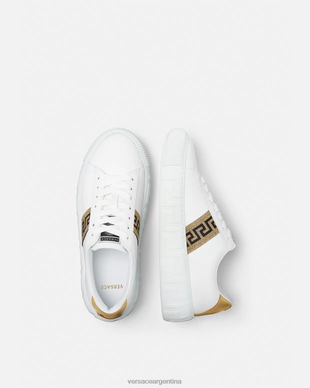 mujer Versace Oro blanco zapatillas con grecas zapato 4F604501
