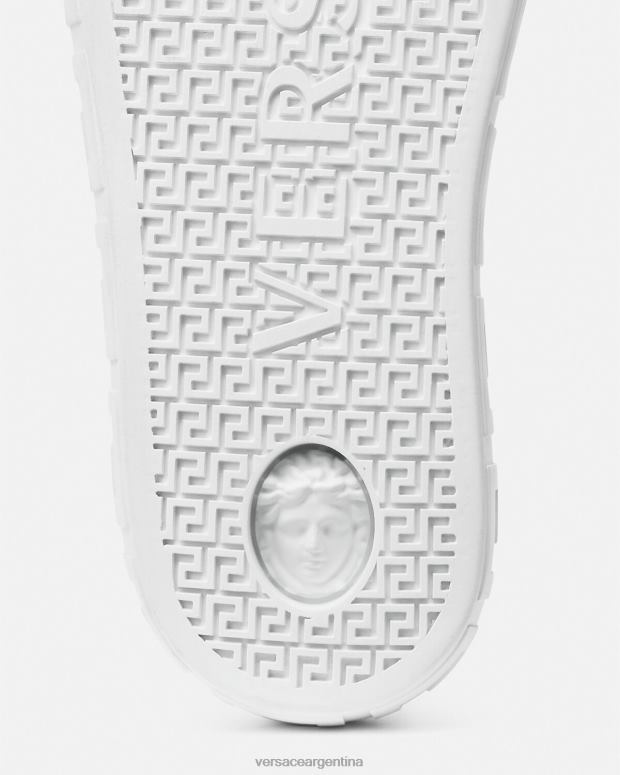 mujer Versace Oro blanco zapatillas con grecas zapato 4F604501
