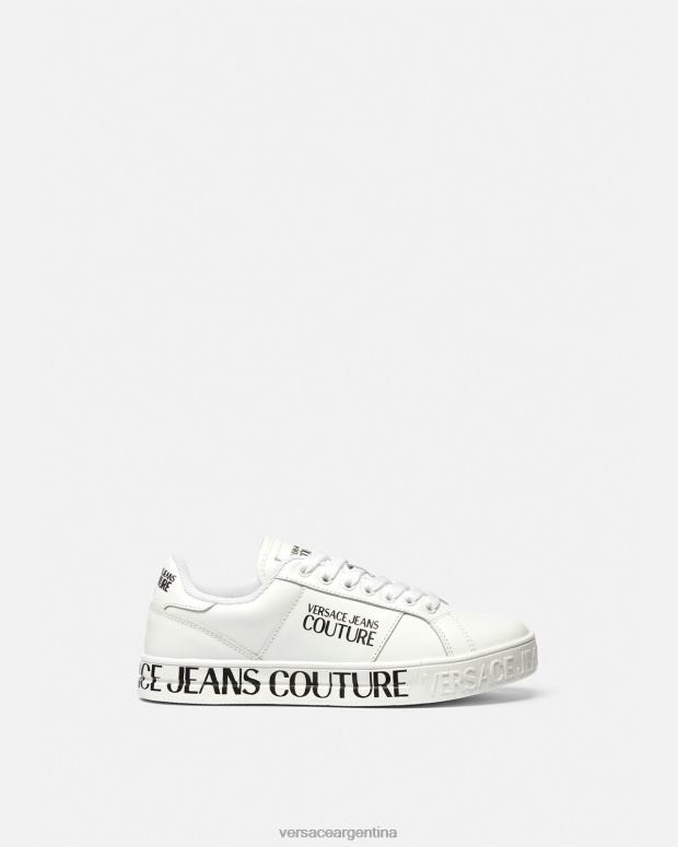 mujer Versace blanco tenis Court 88 con logo zapato 4F6042277