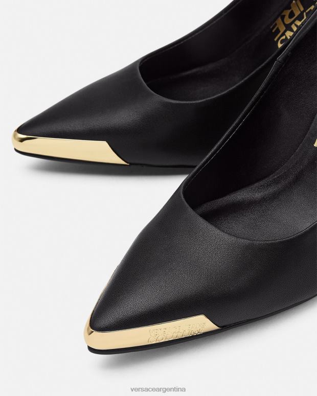 mujer Versace negro bombas escarlata zapato 4F6042273