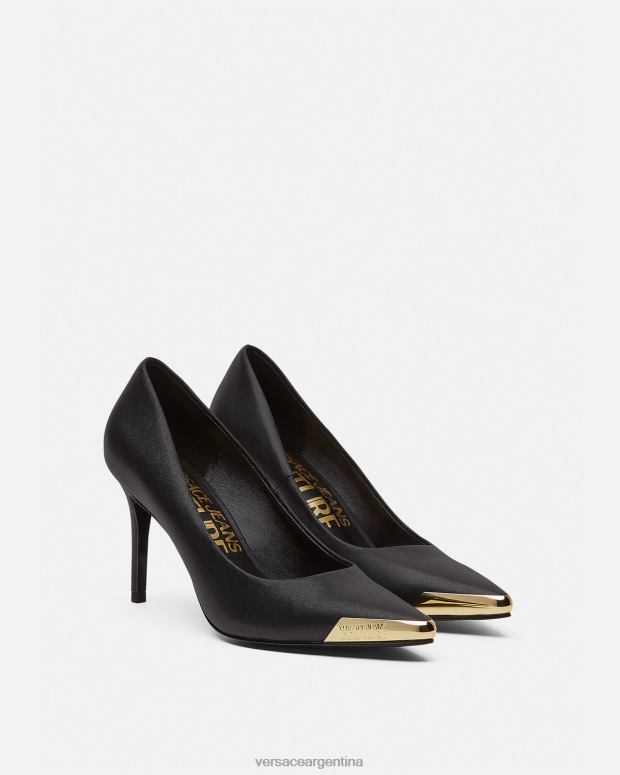 mujer Versace negro bombas escarlata zapato 4F6042273