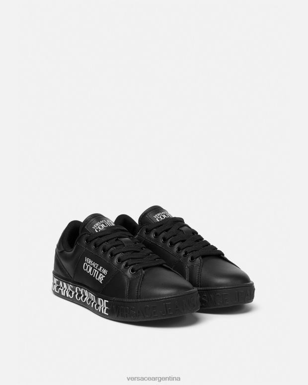 mujer Versace negro tenis Court 88 con logo zapato 4F6042278