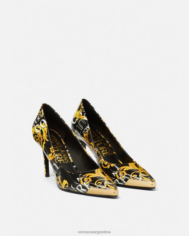 mujer Versace oro negro zapatos de tacón scarlett de alta costura con logo zapato 4F6042304