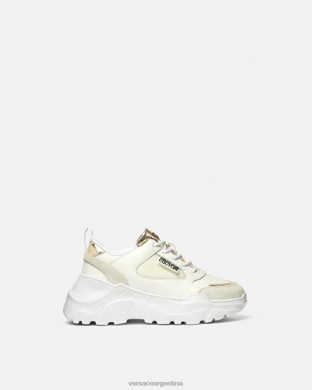 mujer Versace oro y blanco zapatillas de deporte speedtrack zapato 4F6042264