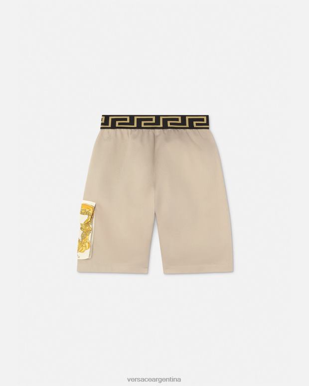 niños Versace beige pantalones cortos con greca y concha barroca ropa 4F6042086