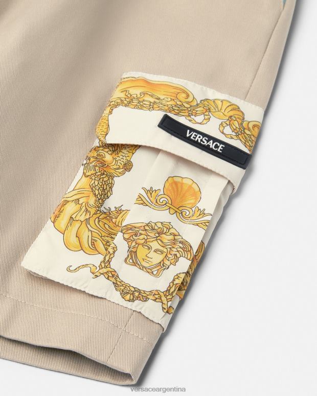 niños Versace beige pantalones cortos con greca y concha barroca ropa 4F6042086