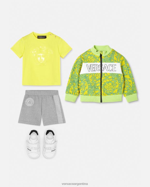 niños Versace gris pantalones cortos deportivos con greca para bebé ropa 4F6041881