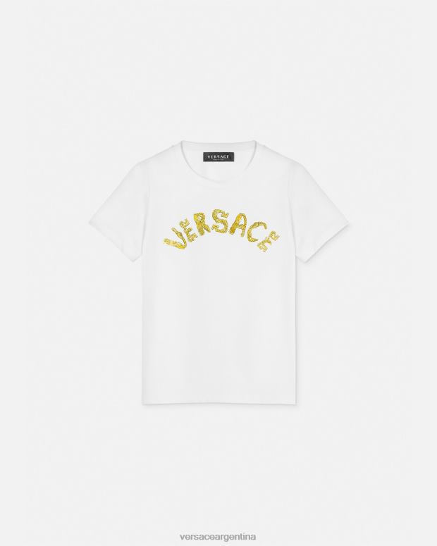 niños Versace Oro blanco camiseta con logo ropa 4F6041933