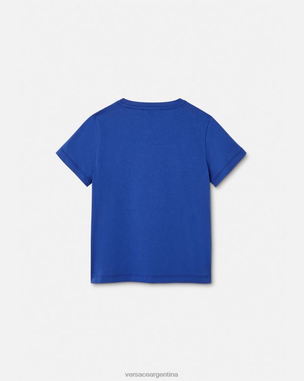niños Versace azul camiseta con logo universitario ropa 4F6042132