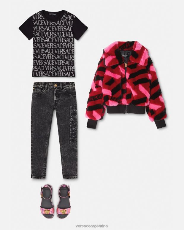 niños Versace negro camiseta con cristales ropa 4F6042024